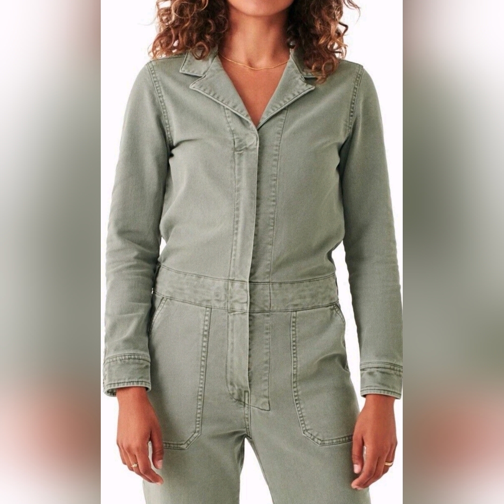 Faherty Women's Olive Overland Twill Jumpsuit Size XS - Picture 4 of 15